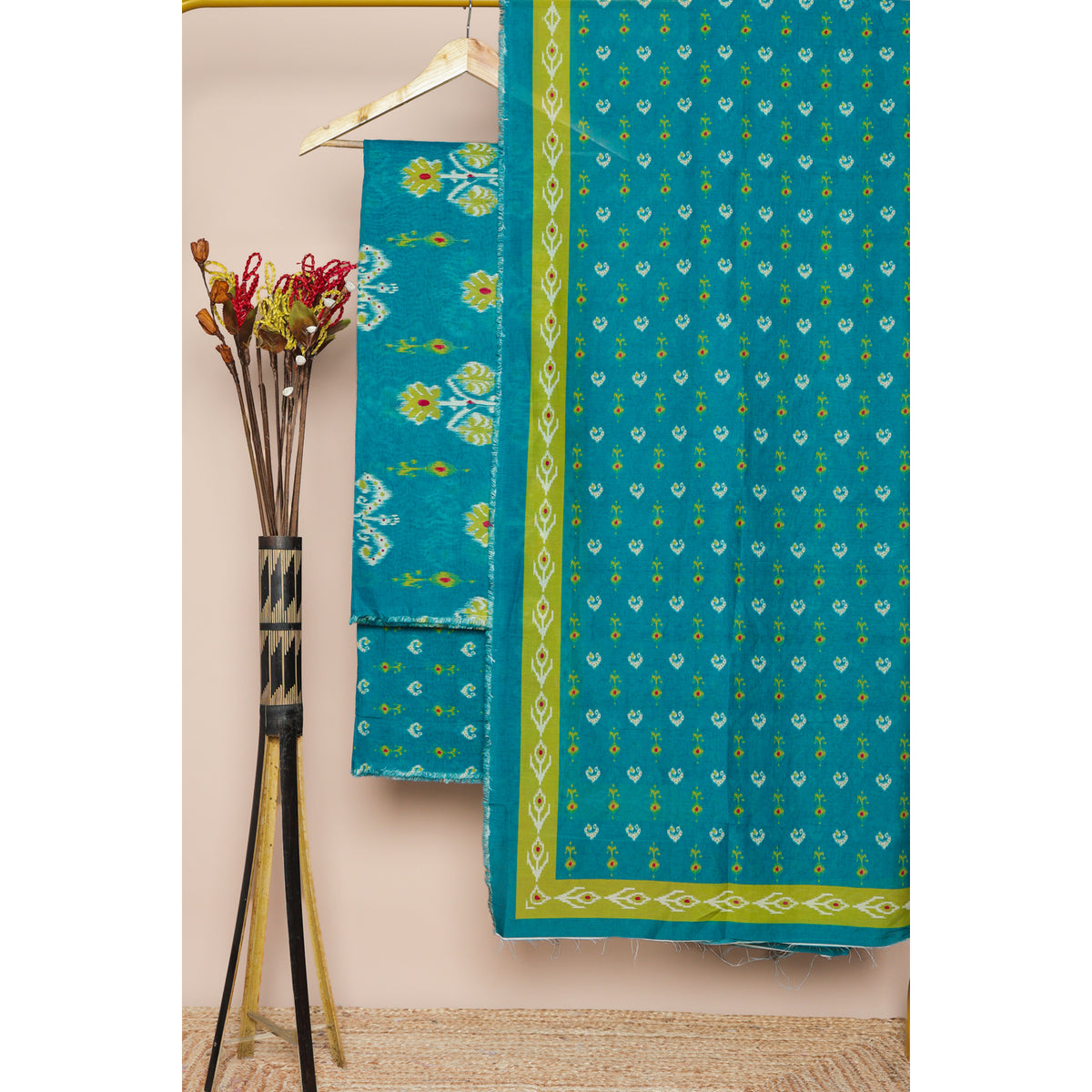 COTTON SILK IKAT PRINTED SUIT SET