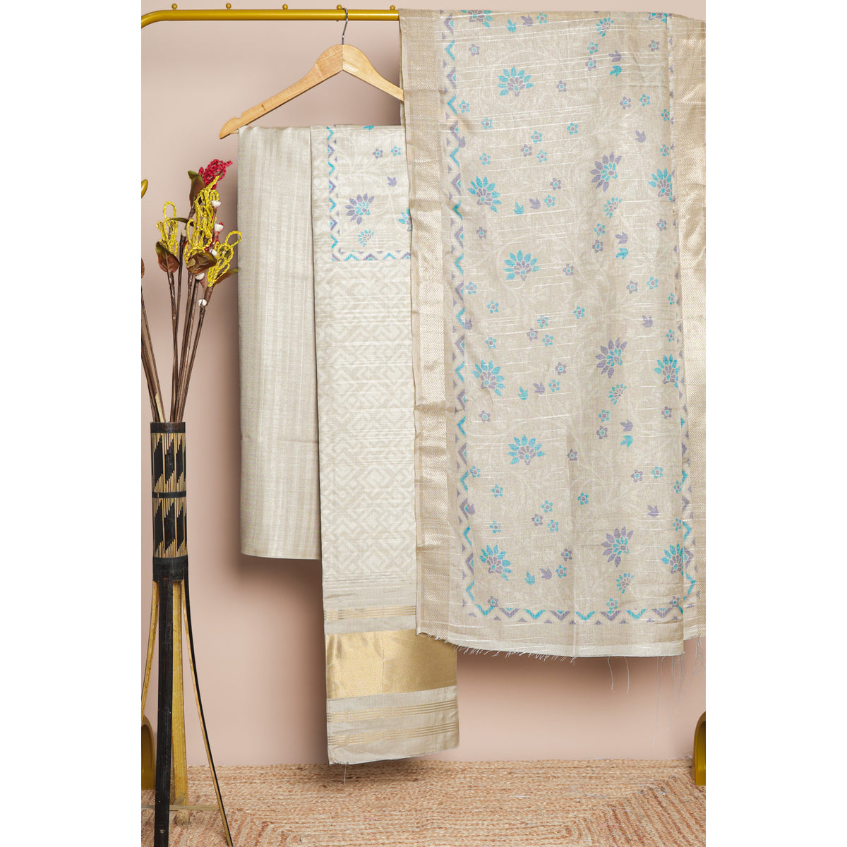 KANAKREKHA - SEMI TUSSAR PRINTED SUIT SET