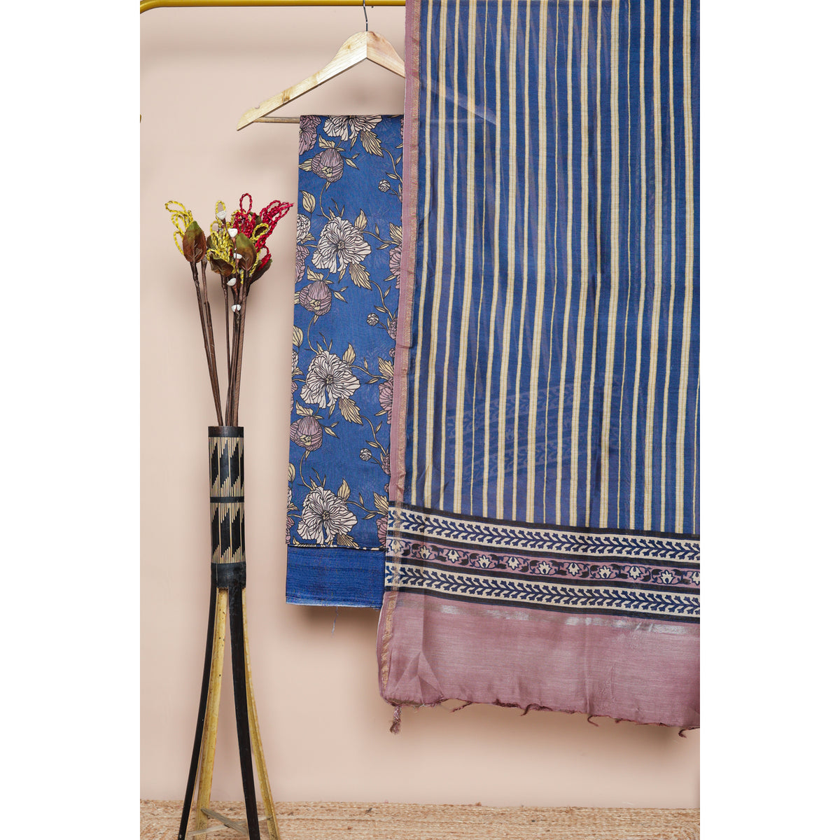 PURE MUL CHANDERI PRINTED SUIT SET