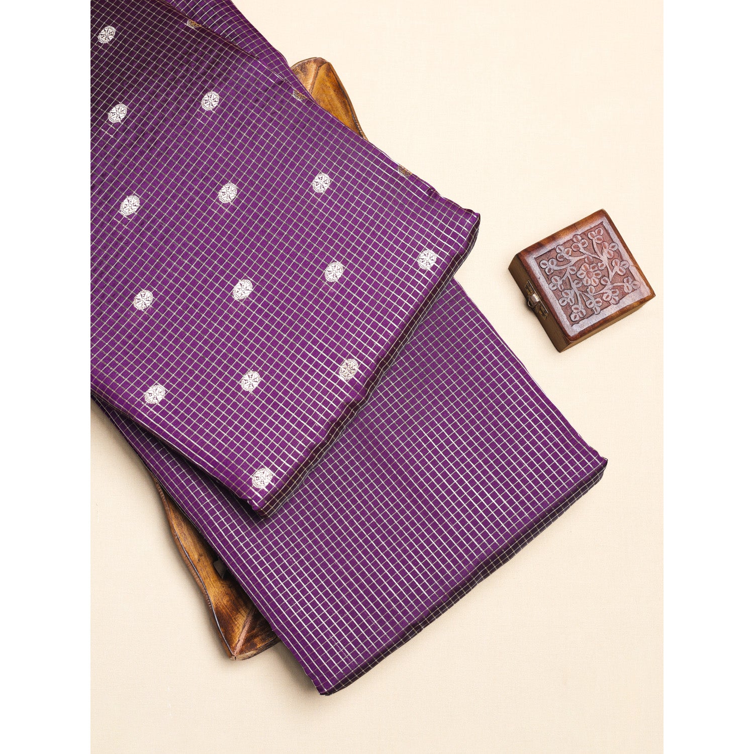 CHANDERI SILK BUTTA'N'CHECKS MIX & MATCH