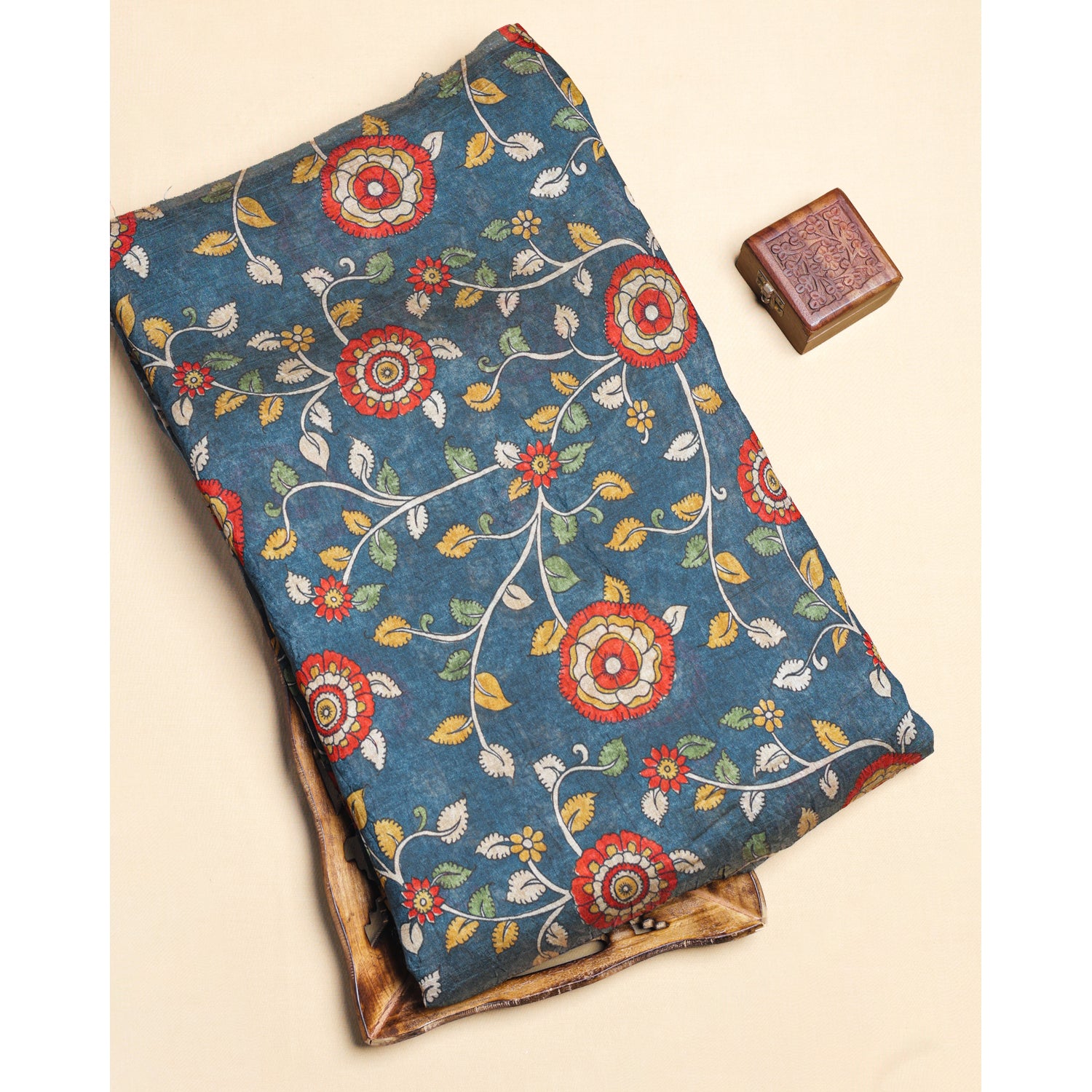 MOGRA CHANDERI KALAMKARI PRINTED FABRIC