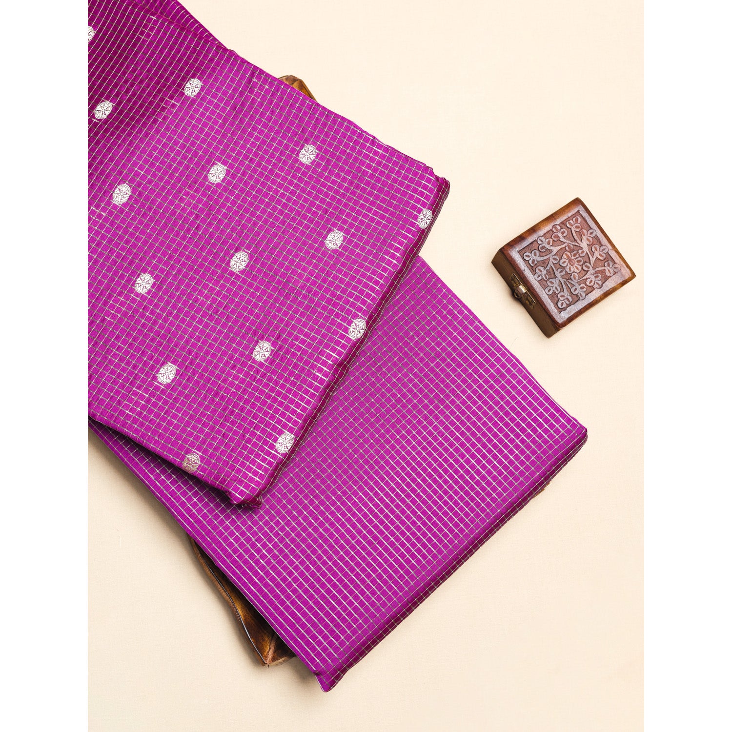 CHANDERI SILK BUTTA'N'CHECKS MIX & MATCH