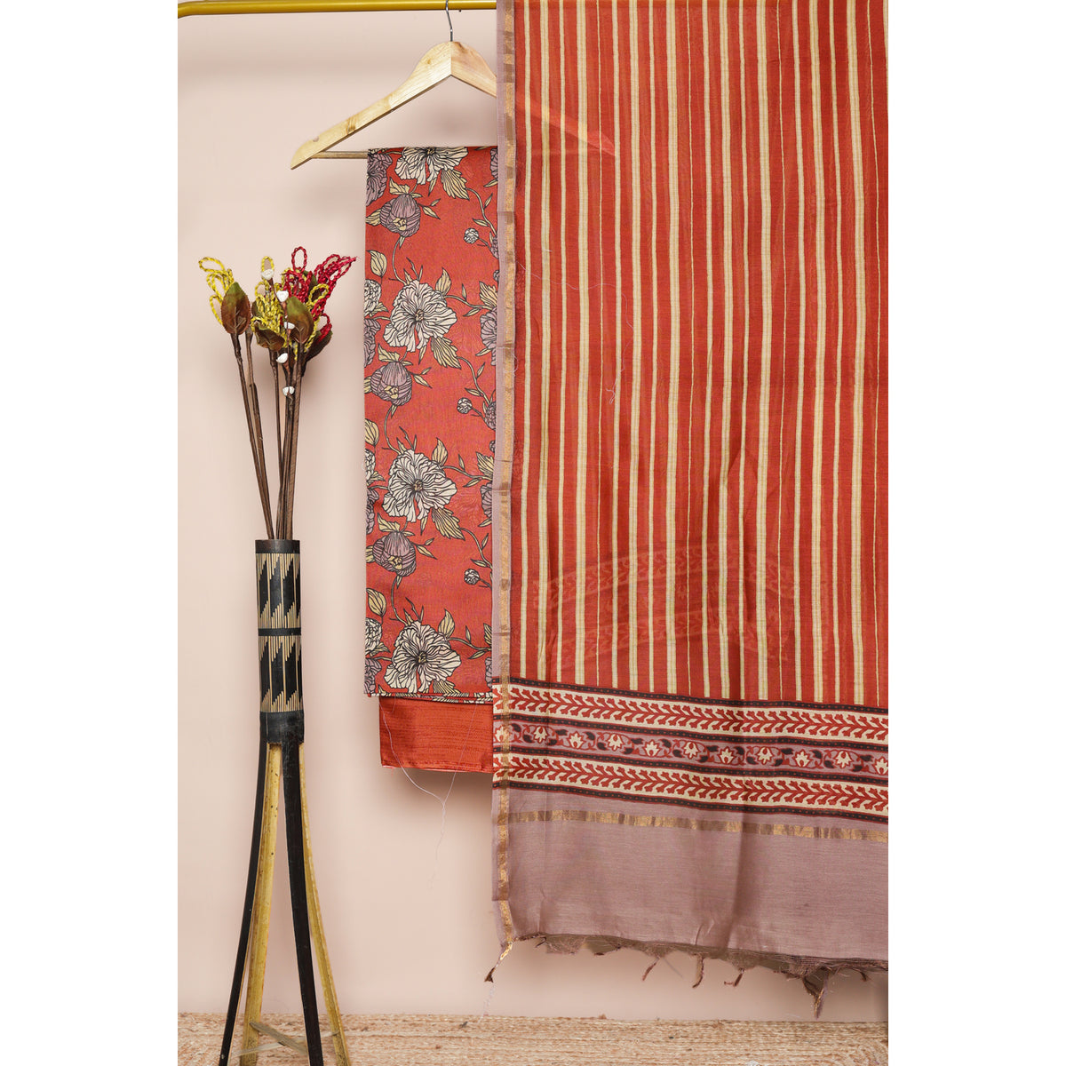 PURE MUL CHANDERI PRINTED SUIT SET