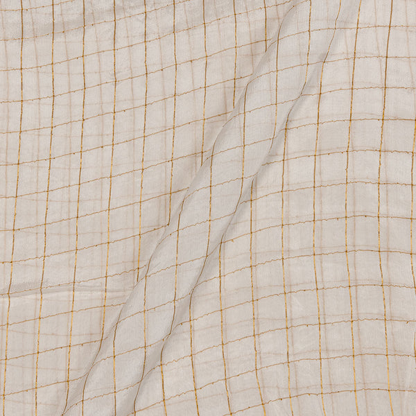 Buy Dyeable Chinon Chiffon White Colour Big Gold Checks Fabric Online 1123