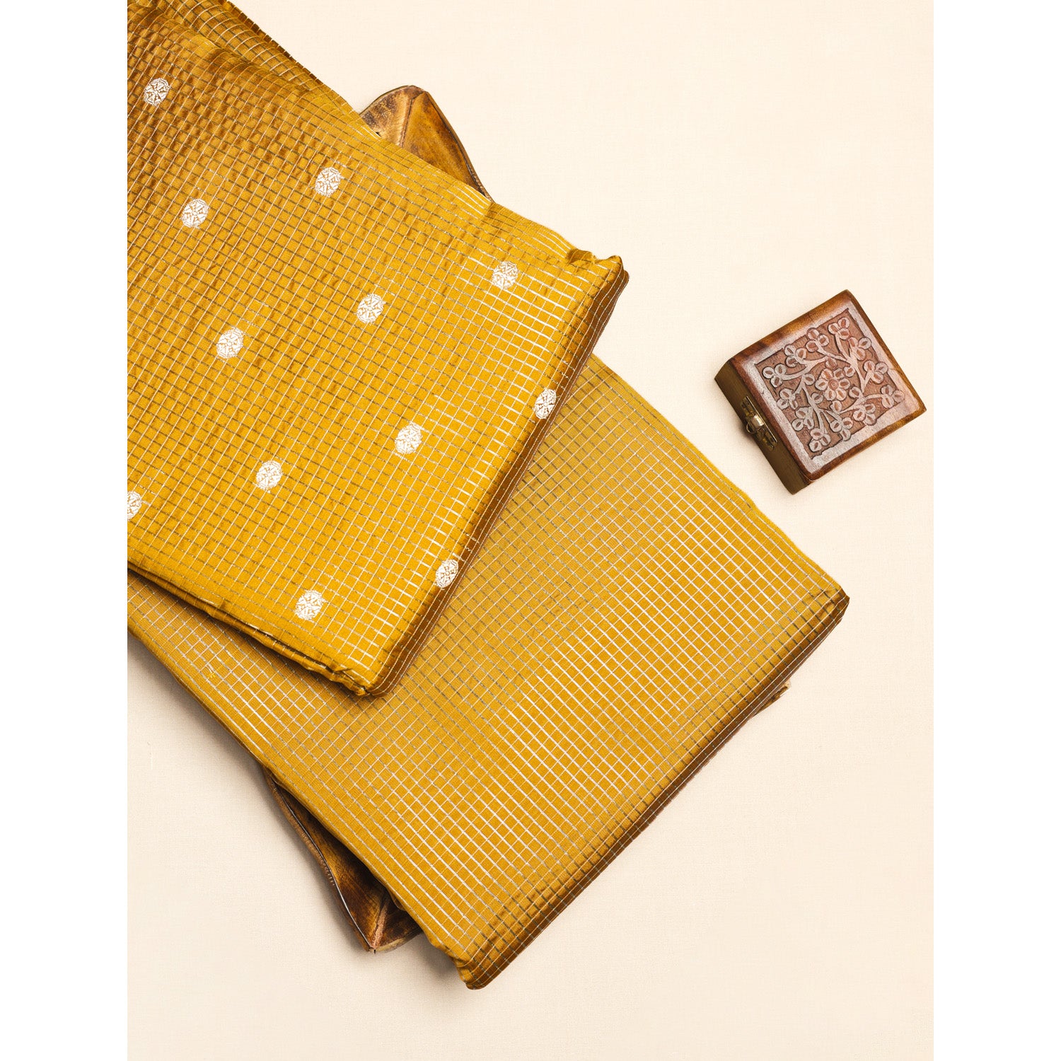 CHANDERI SILK BUTTA'N'CHECKS MIX & MATCH