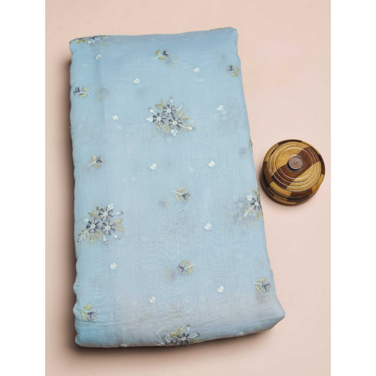 MUL CHANDERI EMBROIDERED FABRIC
