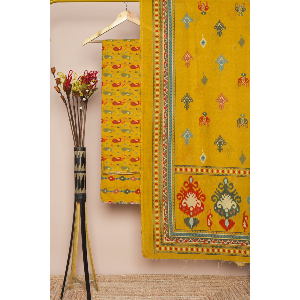 COTTON SILK IKAT PRINTED SUIT SET