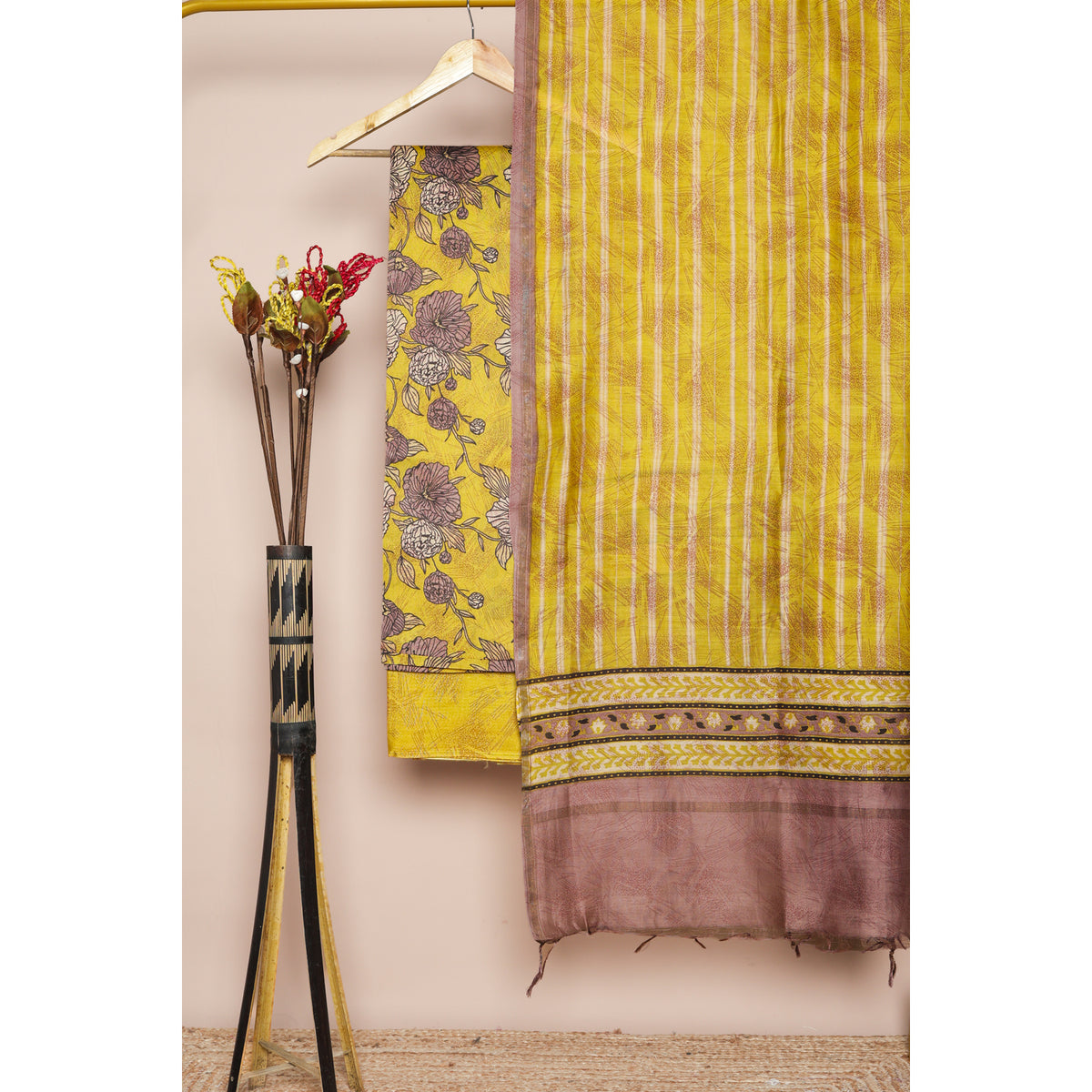 PURE MUL CHANDERI PRINTED SUIT SET