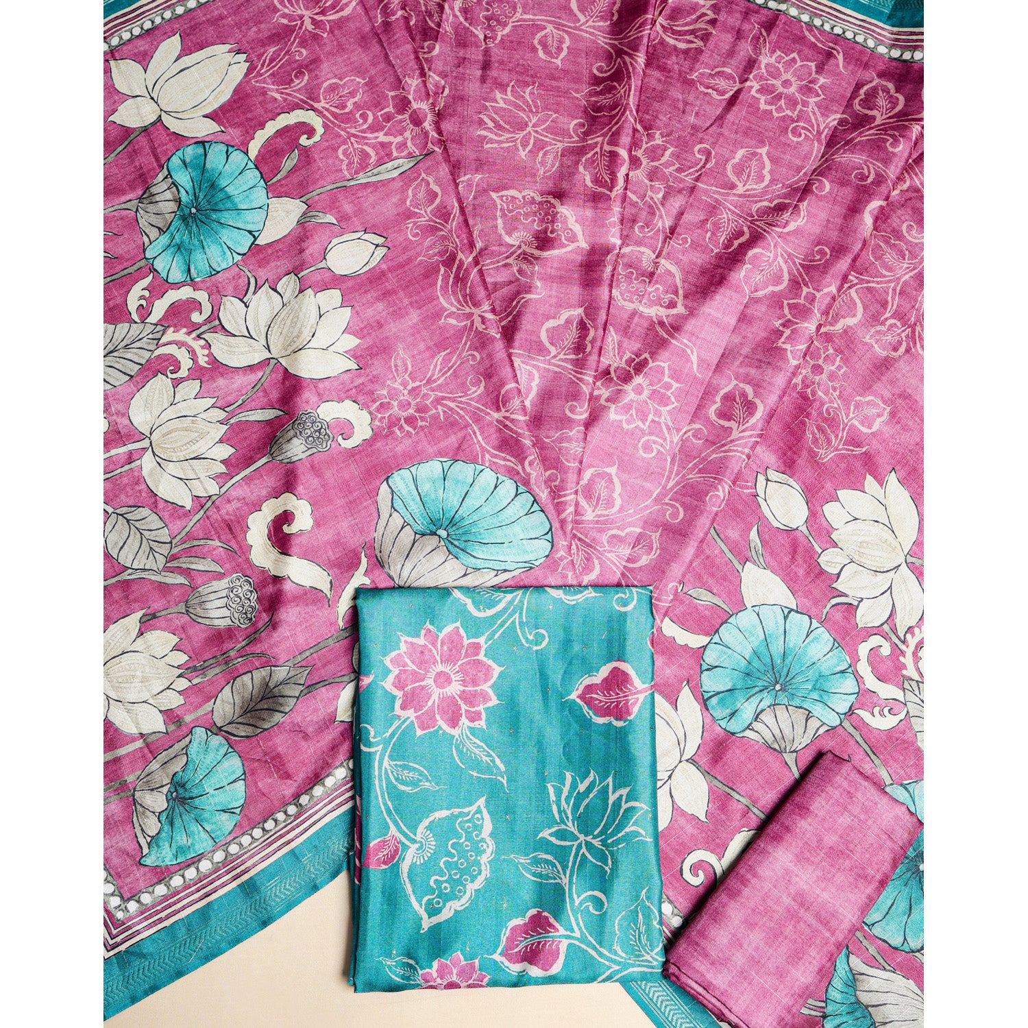 SEMI TUSSAR PRINTED SUIT SET
