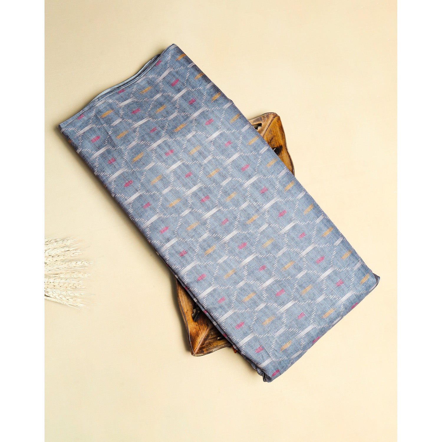 SEMI TUSSAR IKAT PRINTED FABRIC