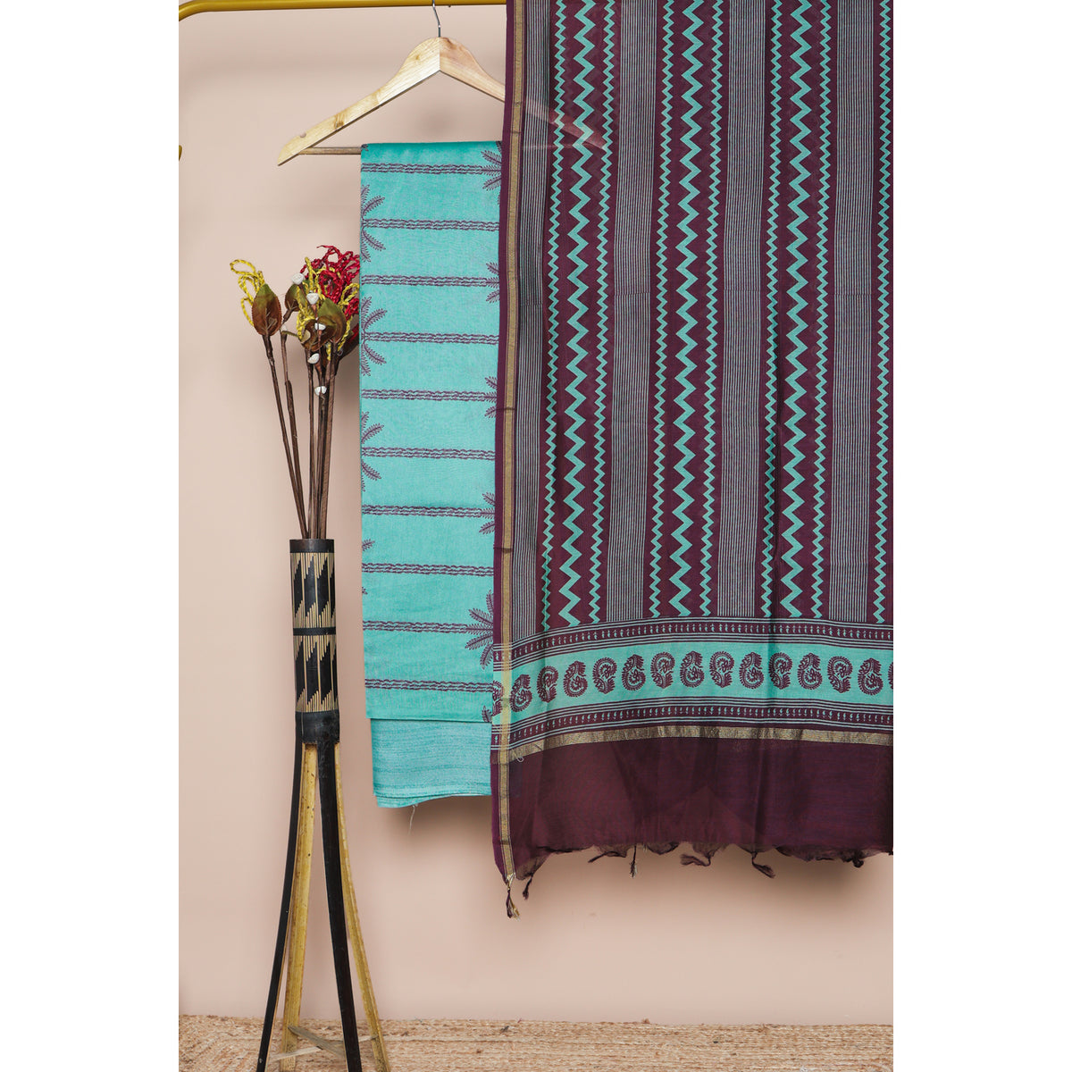 DILRUBA - PURE CHANDERI PRINTED SUIT SET