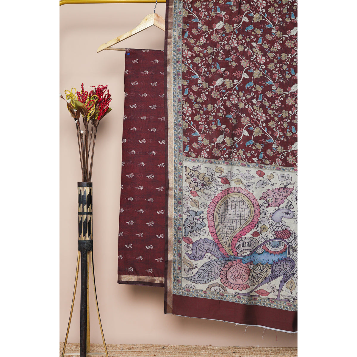 ASSAM SILK KALAMKARI 2 PIECE SET