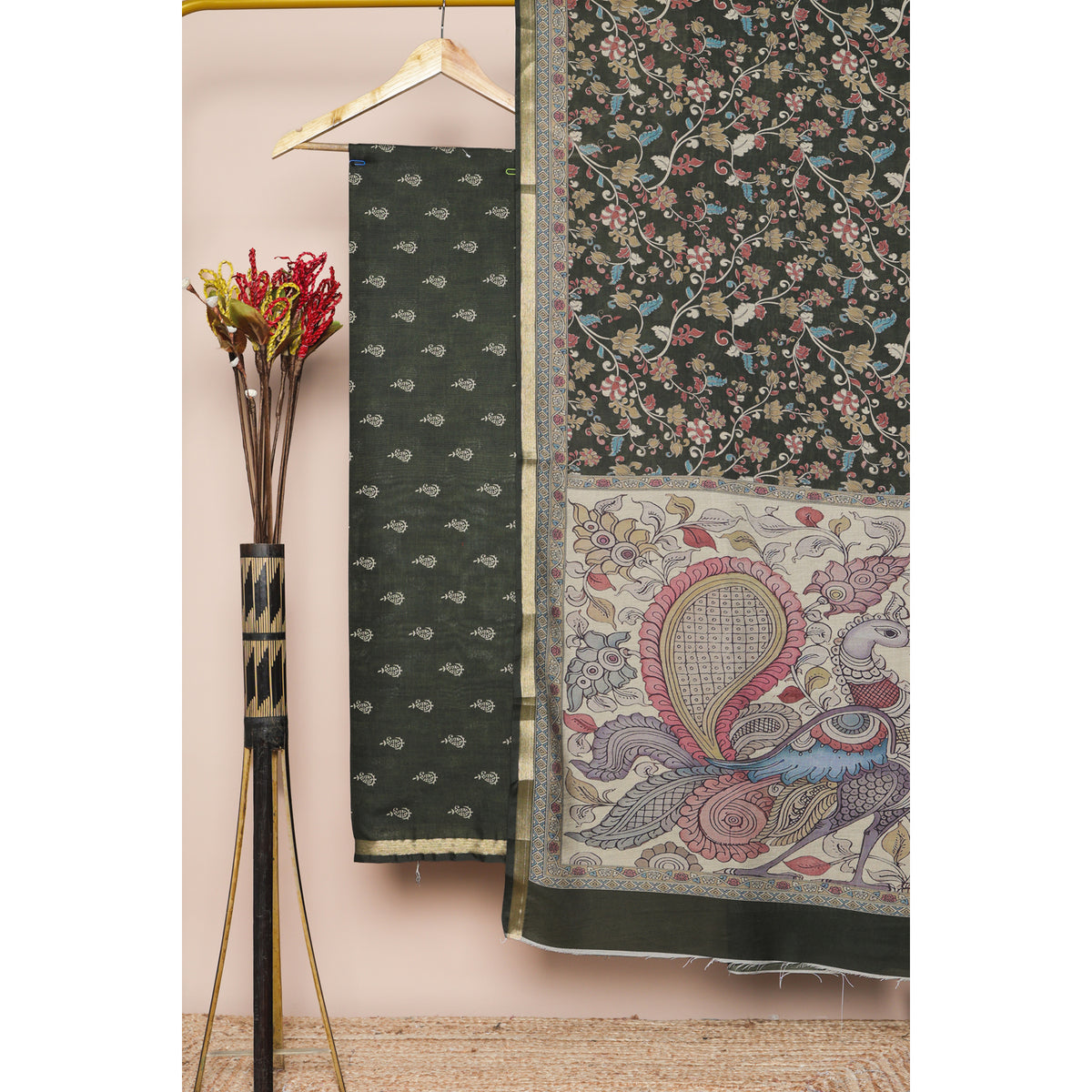 ASSAM SILK KALAMKARI 2 PIECE SET