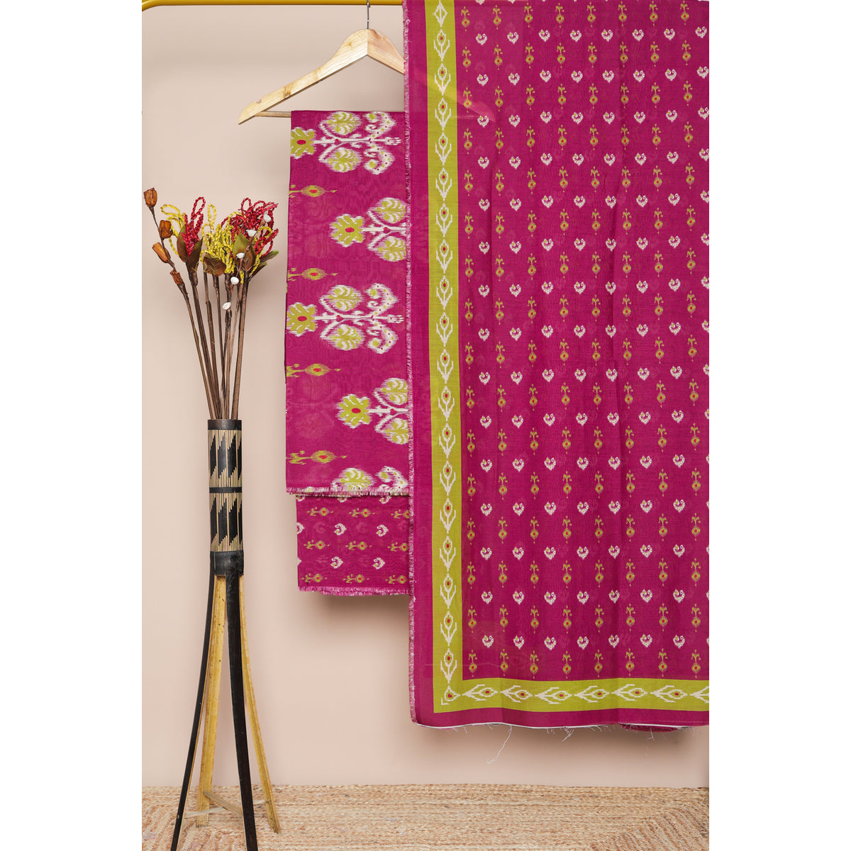 COTTON SILK IKAT PRINTED SUIT SET