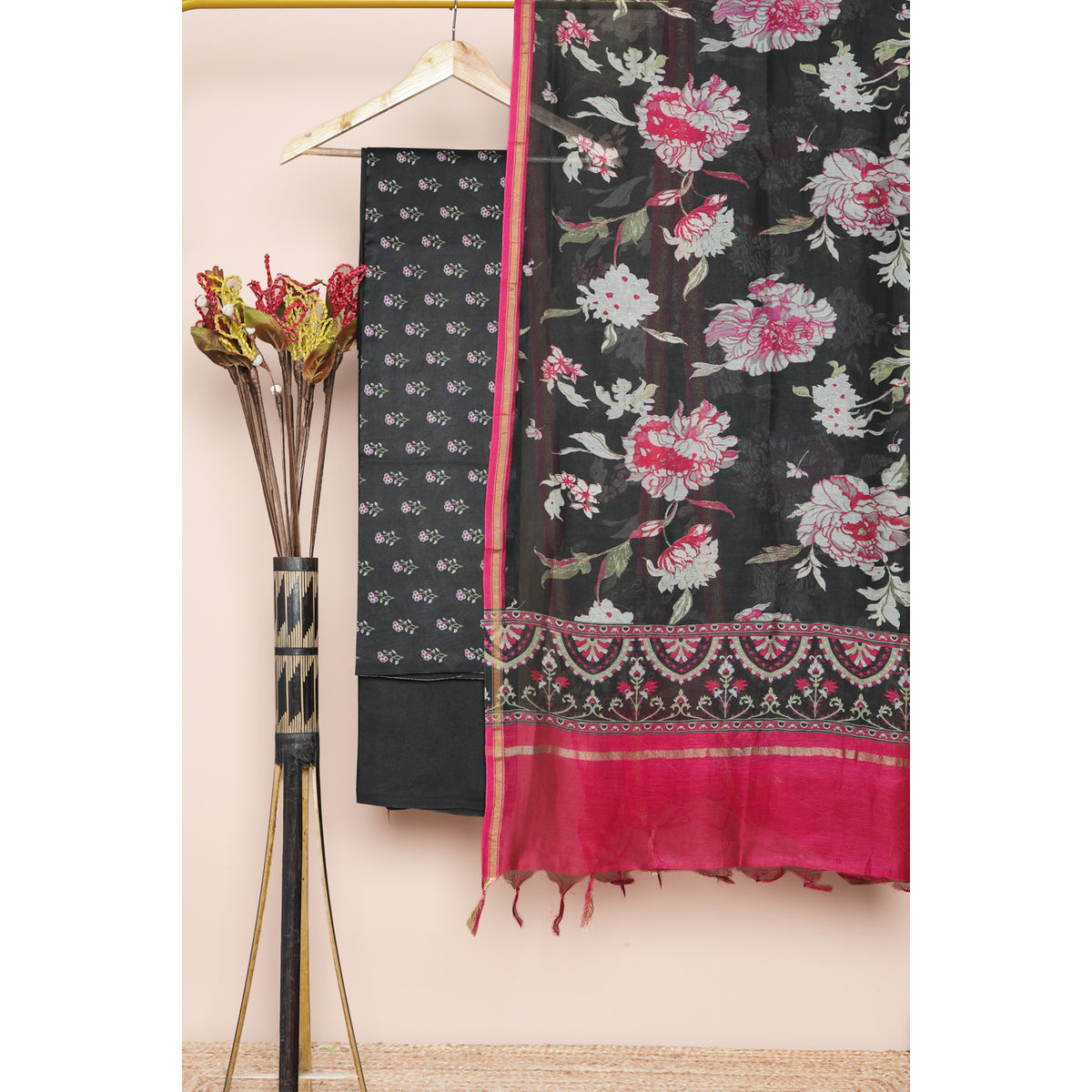 PURE MUL CHANDERI PRINTED SUIT SET