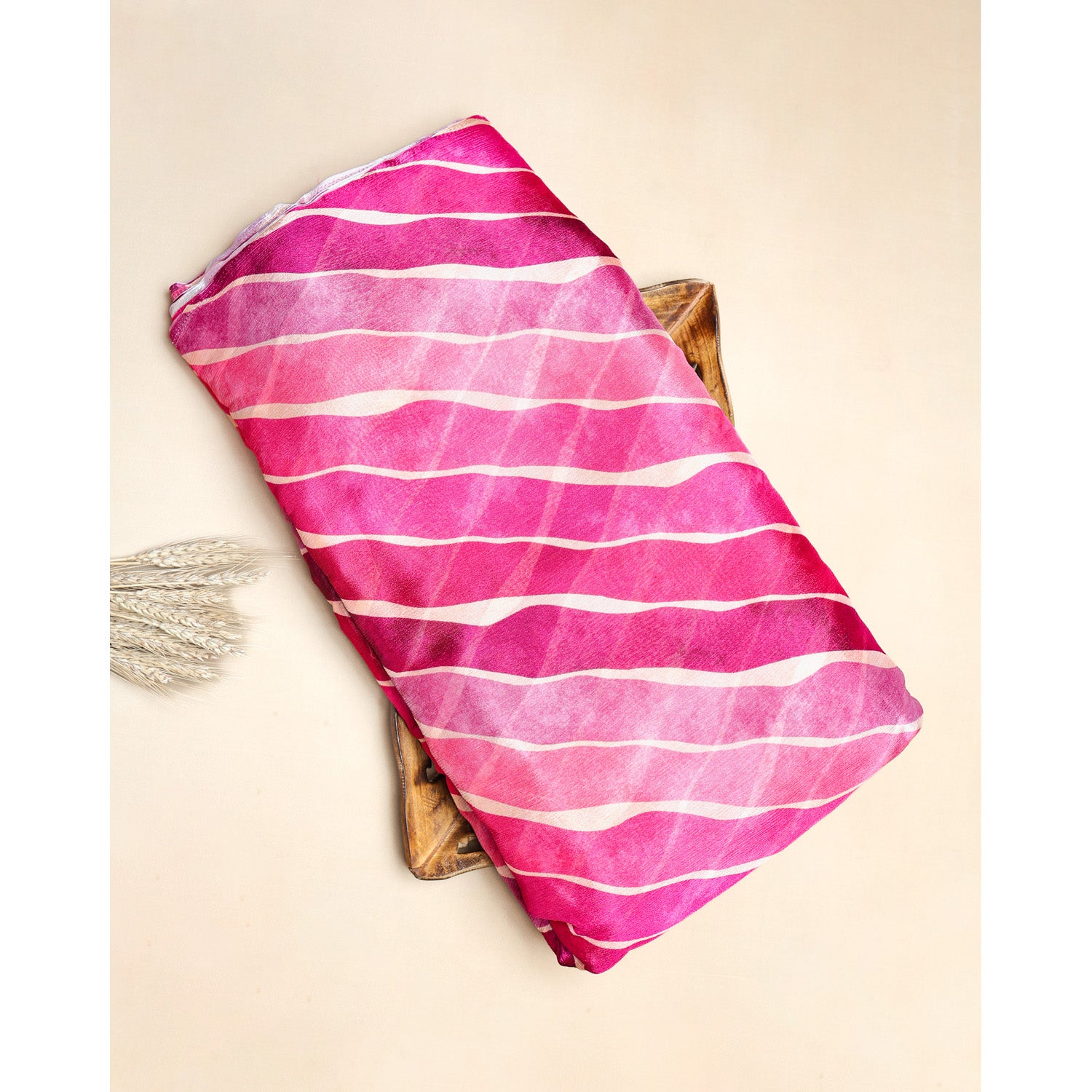 PURE CHINON LEHERIYA PRINTED FABRIC