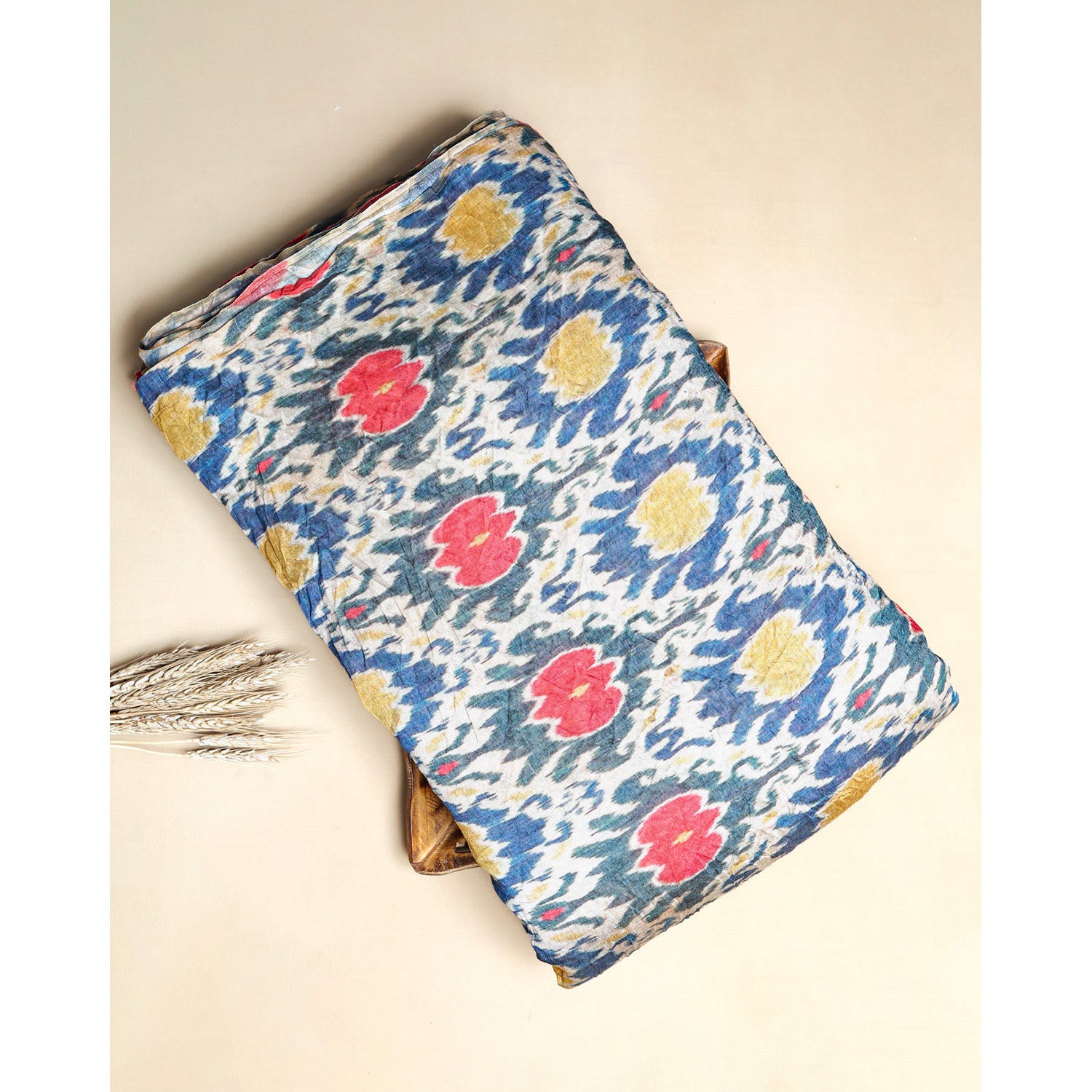 MOGRA CHANDERI PRINTED IKAT FABRIC