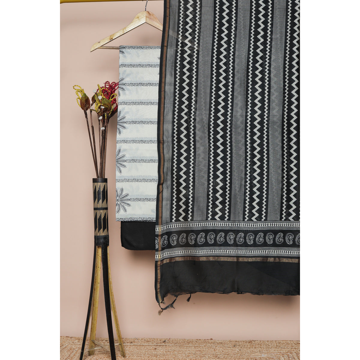 DILRUBA - PURE CHANDERI PRINTED SUIT SET