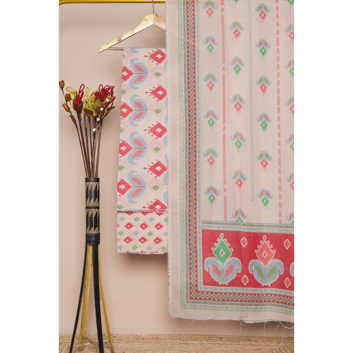 COTTON SILK IKAT PRINTED SUIT SET