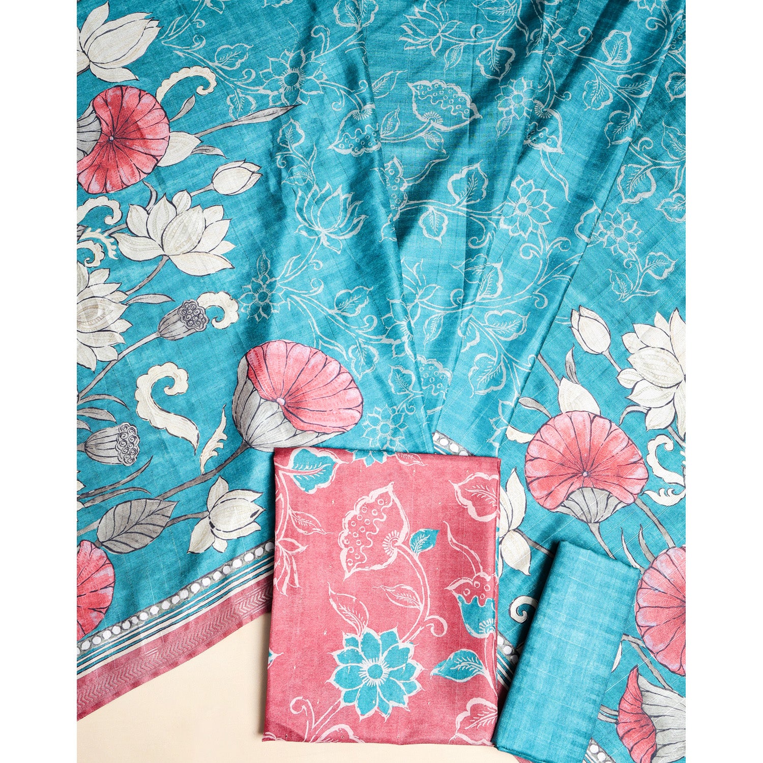 SEMI TUSSAR PRINTED SUIT SET
