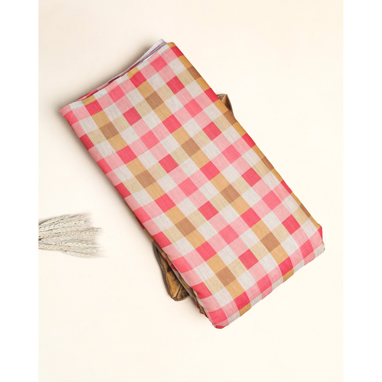 RAJWADI LINEN DIGITAL PRINTED CHECKS FABRIC