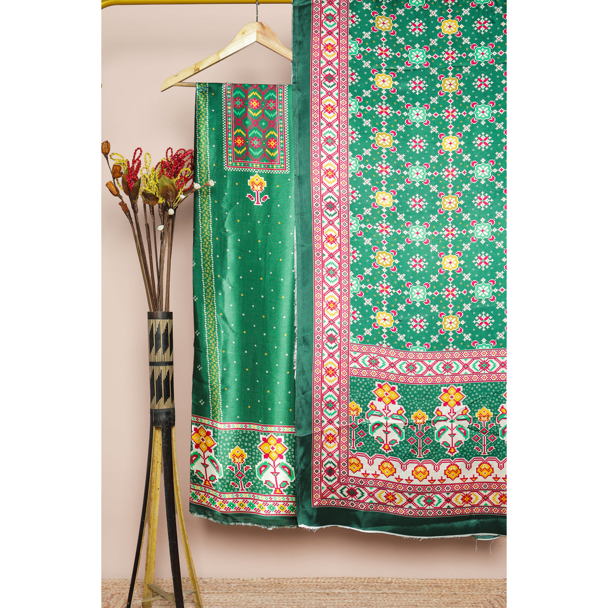 PURE GAJJI SILK PATOLA PRINTED 2 PIECE SET