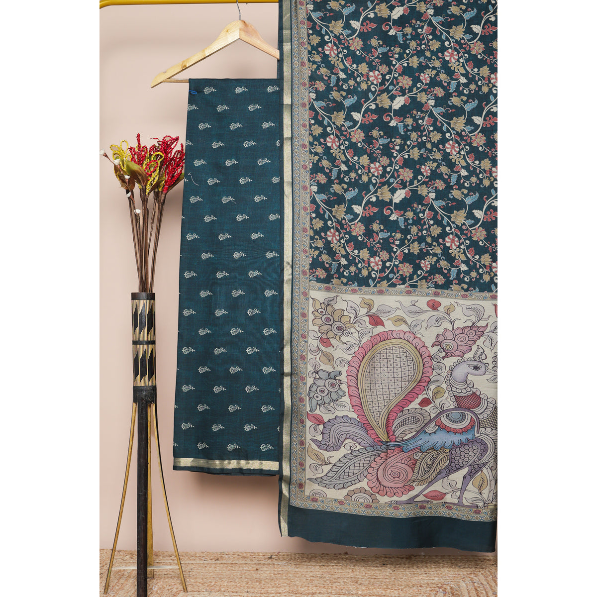 ASSAM SILK KALAMKARI 2 PIECE SET