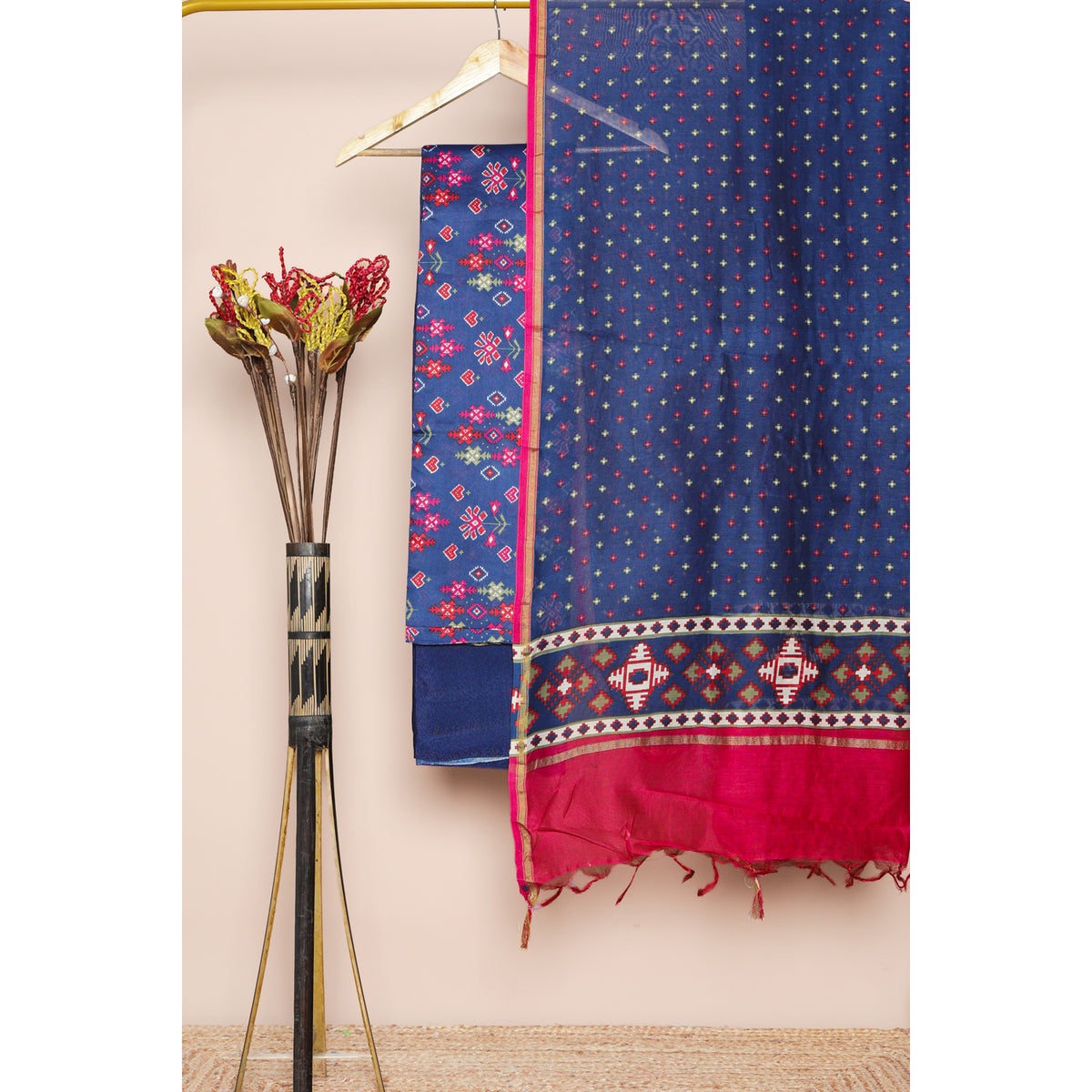 PURE MUL CHANDERI PRINTED SUIT SET