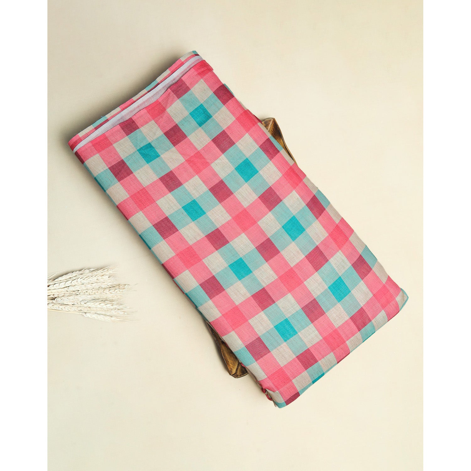RAJWADI LINEN DIGITAL PRINTED CHECKS FABRIC
