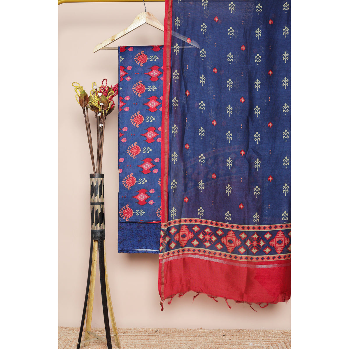 PURE MUL CHANDERI PRINTED SUIT SET