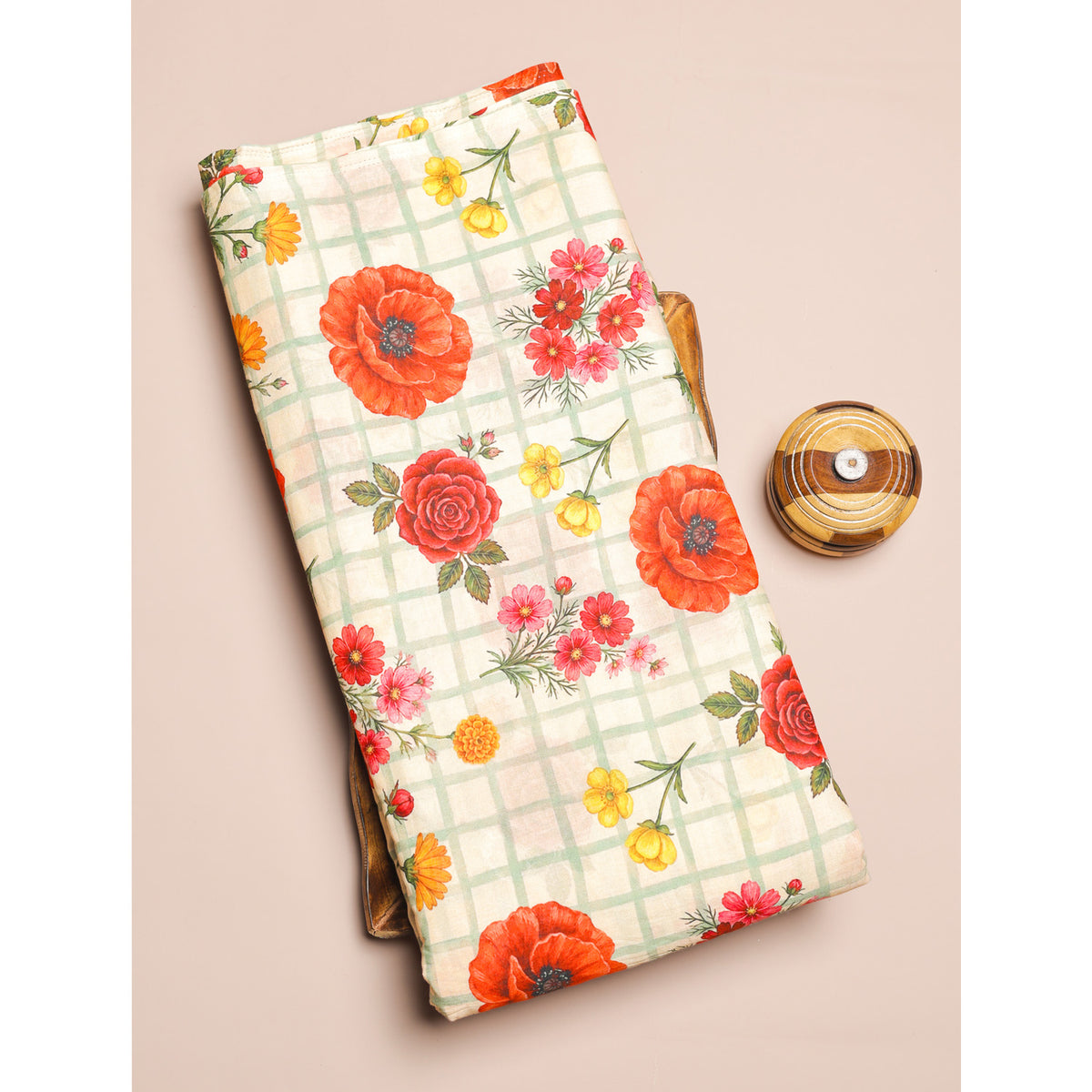 MUL CHANDERI PRINTED FABRIC