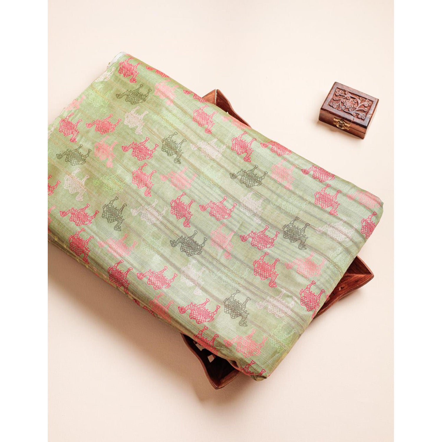 SEMI TUSSAR PRINTED FABRIC