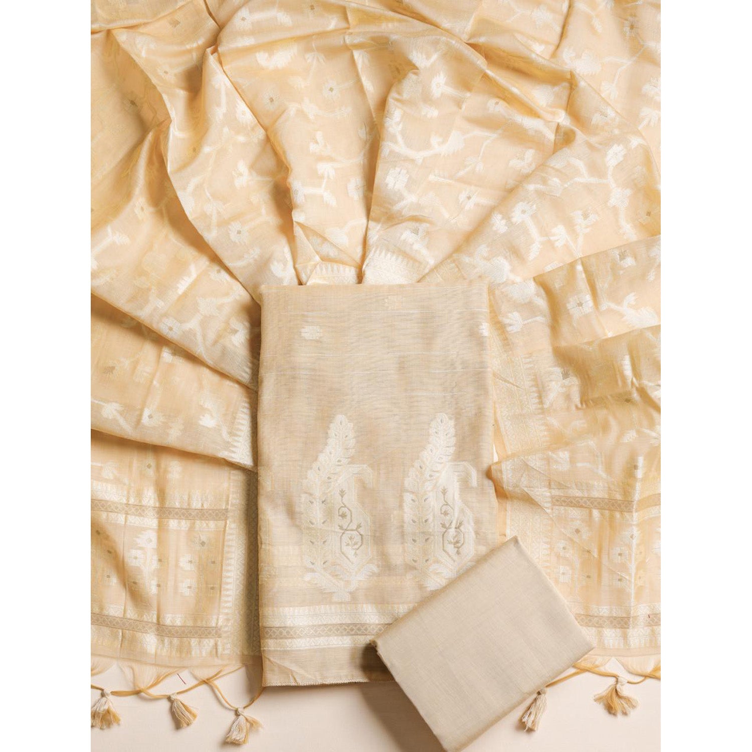 CHANDERI SILK JAMDHANI SUIT SET