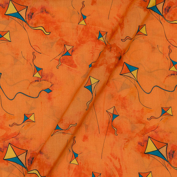 Cotton Satin Feel Fanta Orange Colour Quirky Print Polyester Fabric freeshipping - SourceItRight