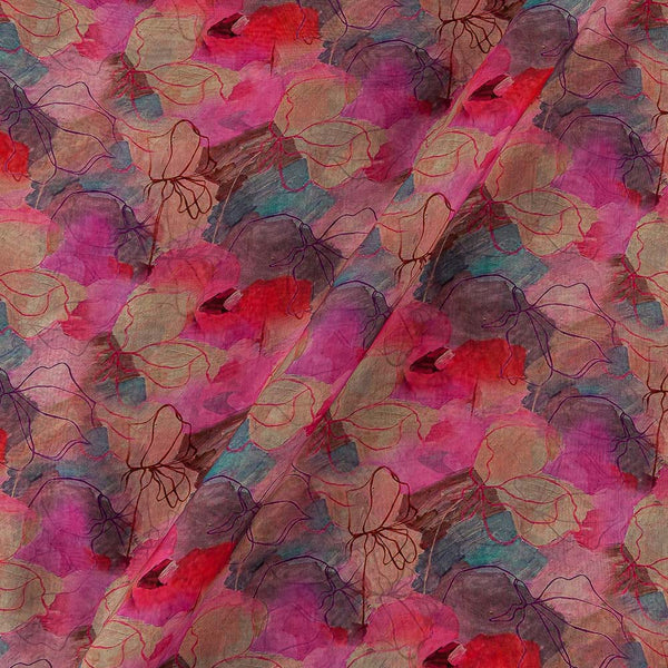 Organza Pink Colour Floral Print 43 Inches Width Viscose Fabric