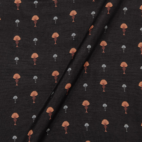 Viscose Raw Silk Black Colour Floral Print Fabric freeshipping - SourceItRight