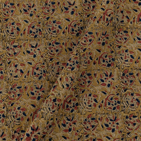 Cotton Mustard Colour Jaal Block Print Natural Kalamkari Fabric Online 2074A5