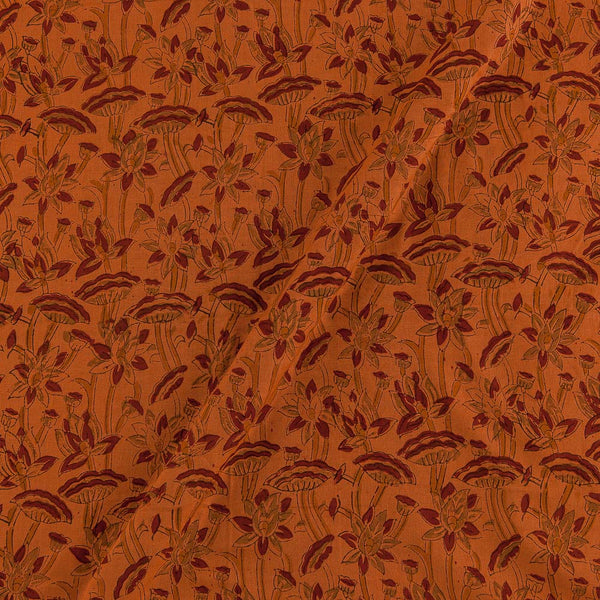 Buy Upscaled Cotton Apricot Orange Colour Floral Jaal Pattern Natural Kalamkari Fabric 2074AIY Online