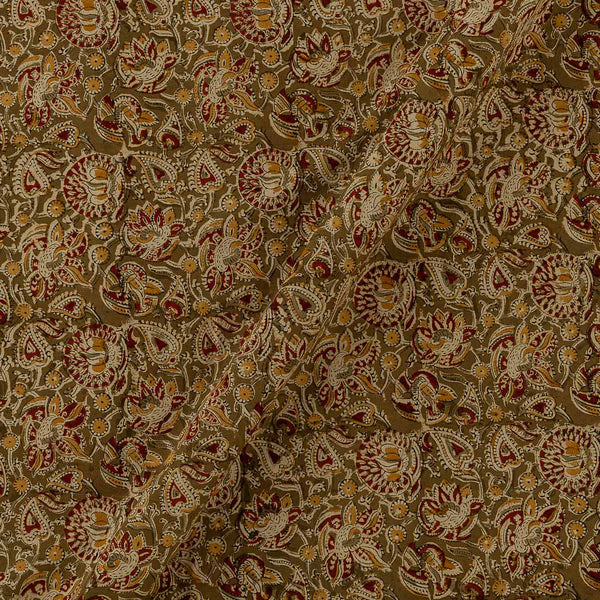 Cotton Olive Colour Jaal Block Print Natural Kalamkari Fabric Online 2074APY4