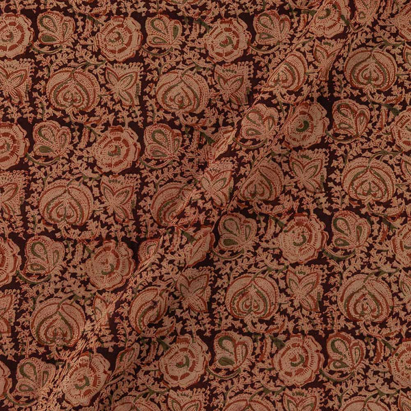 Cotton Dark Maroon Colour Jaal Block Print Natural Kalamkari Fabric Online 2074AQQ5