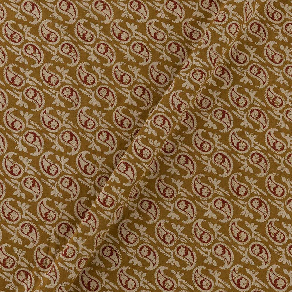 Buy Cotton Mustard Brown Colour Paisley Print Natural Kalamkari Fabric Online 2074CH5