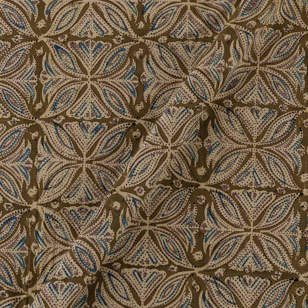 Cotton Olive Colour Geometric Print Natural Kalamkari Fabric Online 2074DF6