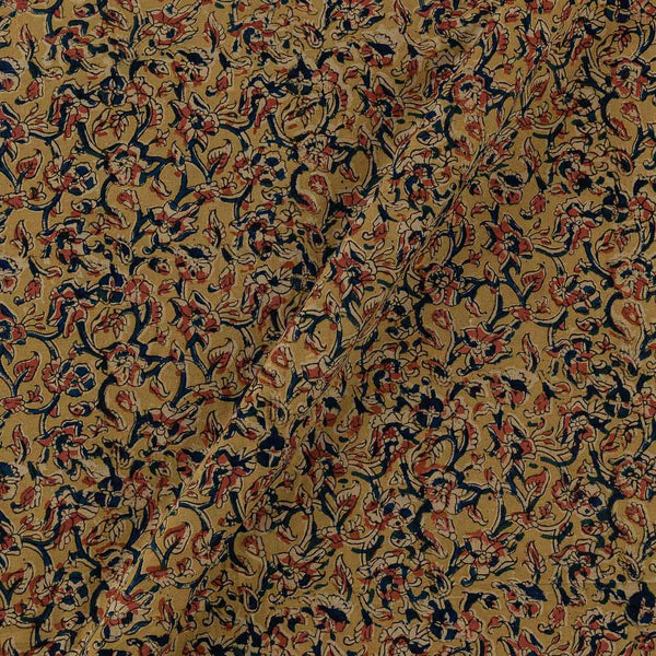 Cotton Mustard Olive Colour Jaal Block Print Natural Kalamkari Fabric Online 2074N5