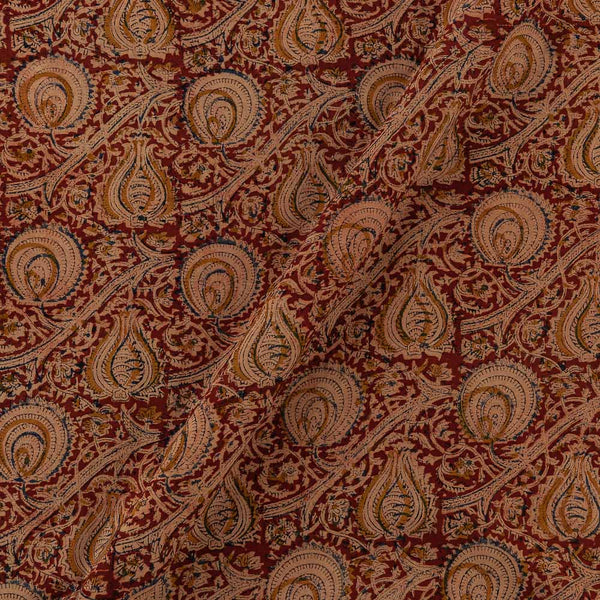 Cotton Maroon Colour Mughal Block Print Natural Kalamkari Fabric Online 2074R5