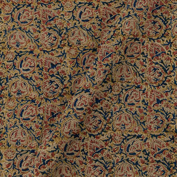 Cotton Mustard Colour Jaal Block Print Natural Kalamkari Fabric Online 2074S7