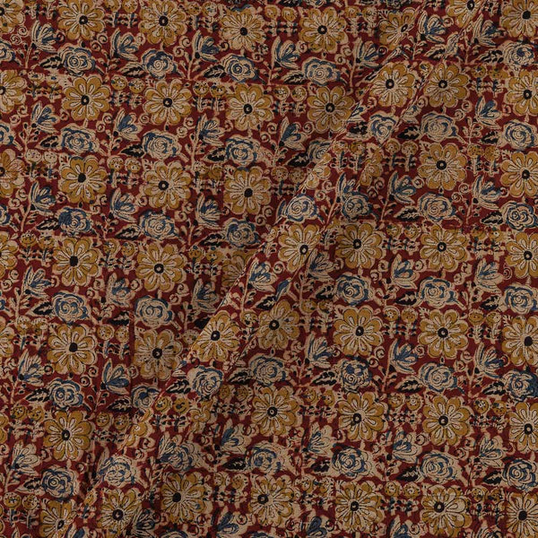 Cotton Maroon Colour Floral Block Print Natural Kalamkari Fabric Online 2074YT2