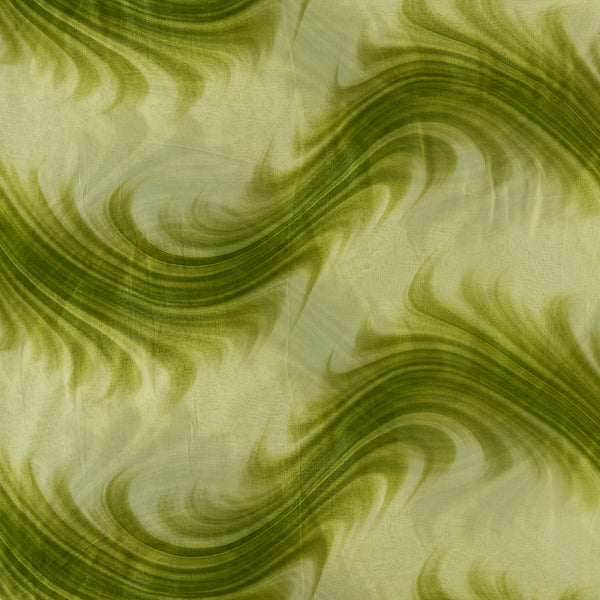 Abstract Print on Green and Lime Yellow Colour Flat Chiffon Fabric Online 2081D1