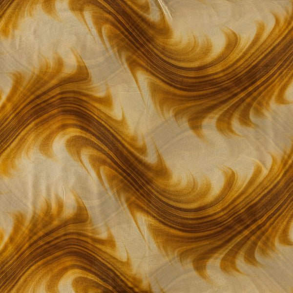 Abstract Print on Apricot and Cream Yellow Colour Flat Chiffon 58 Inches Width Fabric