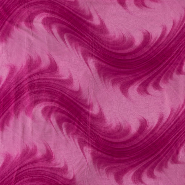 Abstract Print on Fuchsia Pink and Pink Colour Flat Chiffon 58 Inches Width Fabric