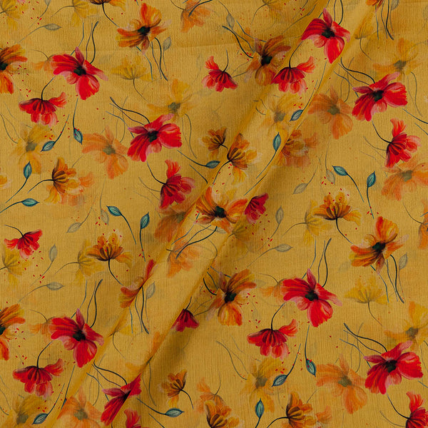 Chinon Chiffon Mustard Colour Jaal Print 45 Inches Width Fabric